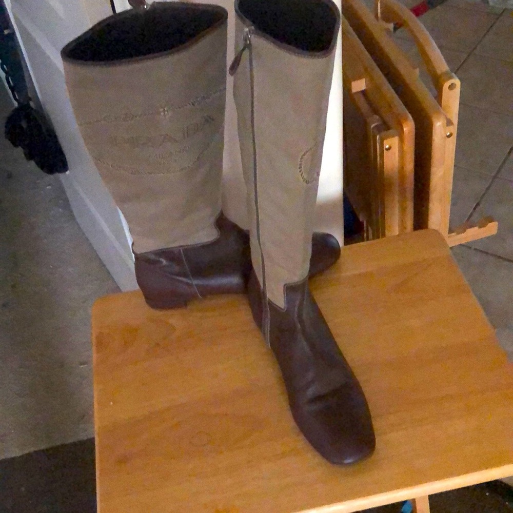 Prada riding style knee high boot